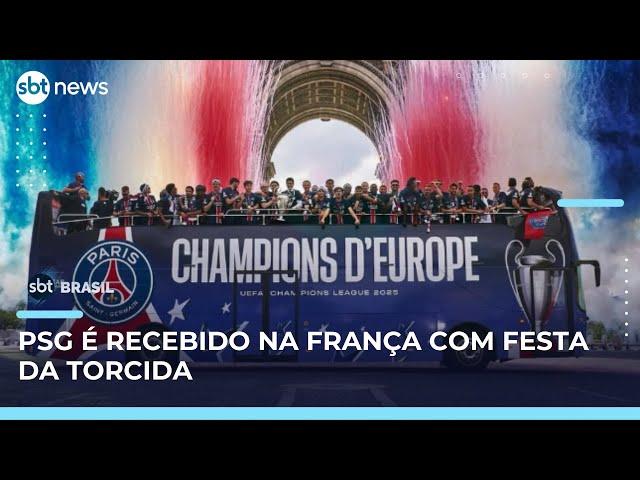 Após título inédito, elenco do PSG é recebido com festa em Paris | SBT Brasil (02/06/25)