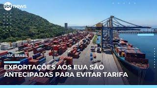 Empresas brasileiras antecipam exportações aos EUA para evitar tarifa imposta por Trump  #SBTBrasil 