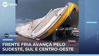 Fortes rajadas deixam um morto no Porto de Santos; chuvas atingem a região | #SBTBrasil 