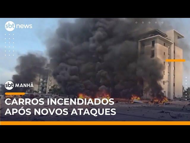 Mísseis iranianos atingem o sul de Israel e incendeiam carros | #SBTManhã
