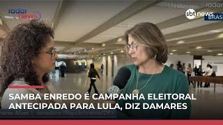 Damares acusa escola de samba de campanha antecipada para Lula