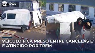 Vídeo: Trem colide com van na Polônia; motorista saiu ileso