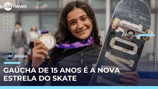 Maria Lúcia Rocha, de 15 anos, conquista ouro no Pan Júnior de skate | #SBTBrasil
