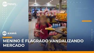 Menino é flagrado quebrando mercado no Rio de Janeiro | #SBTManhã