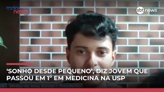 Jovem que passou em 1º lugar em medicina na USP celebra vitória: ‘Meu sonho’