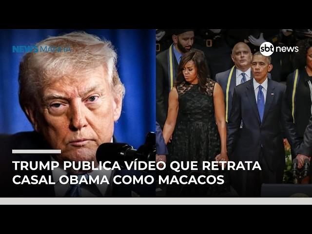 Trump publica vídeo racista que retrata casal Obama como macacos | #NewsManhã