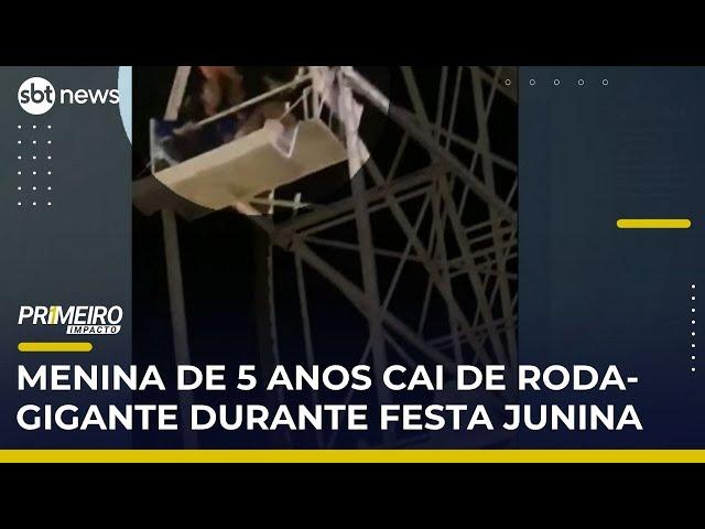 Menina de 5 anos cai de roda gigante durante festa junina e fica ferida | #PrimeiroImpacto