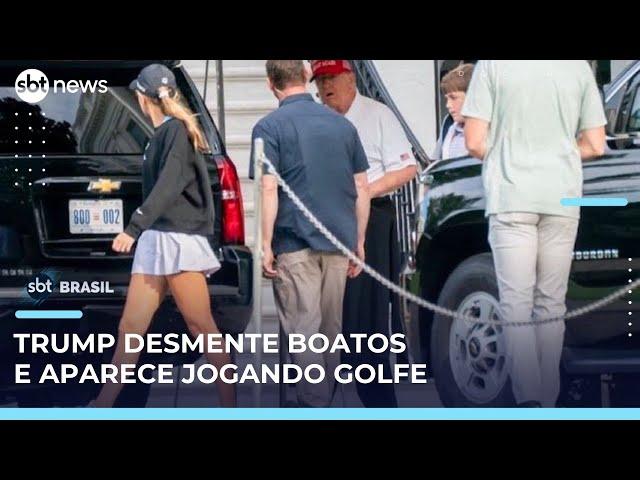 Fake news sobre morte de Trump é desmentida após presidente ser visto jogando golfe | #SBTBrasil 