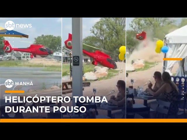 Helicóptero perde controle durante pouso e bate com força no chão | #SBTManhã
