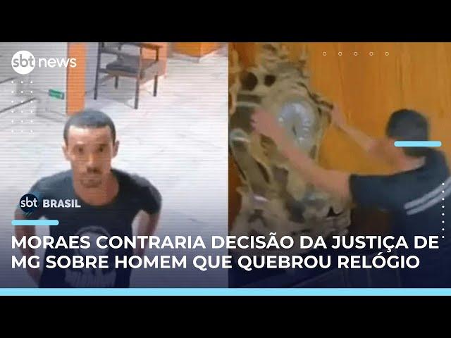 Moraes manda prender homem que quebrou relógio no 8/1 após Justiça libertá-lo | #SBTBrasil 
