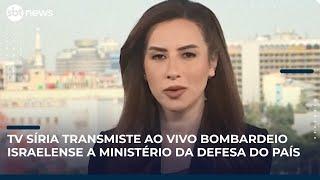Bombardeio israelense ao Ministério da Defesa da Síria é transmitido ao vivo por TV estatal | #SBTNews 