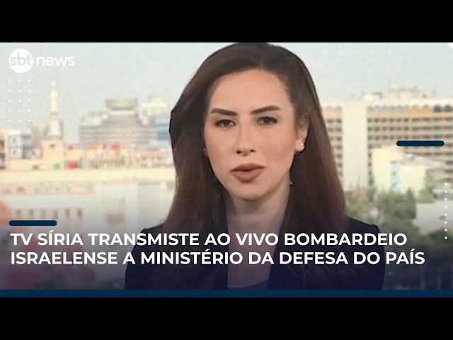Bombardeio israelense ao Ministério da Defesa da Síria é transmitido ao vivo por TV estatal | #SBTNews 