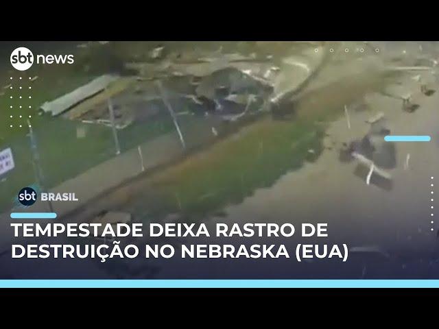 Telhado de penitenciária é arrancado durante tempestade no Nebraska (EUA) | #SBTBrasil