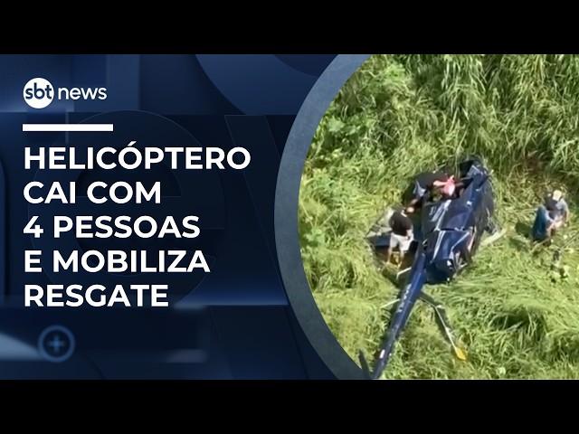 Helicóptero cai com quatro pessoas e mobiliza equipes de resgate | #NewsSábado