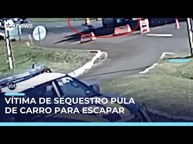 Homem pula de carro em movimento para fugir de sequestro relâmpago no Paraná | #SBTBrasil 