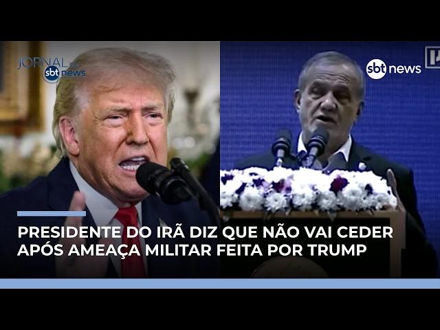 Presidente do Irã diz que não vai ceder após ameaça militar feita por Trump | #JornaldoSBTNews