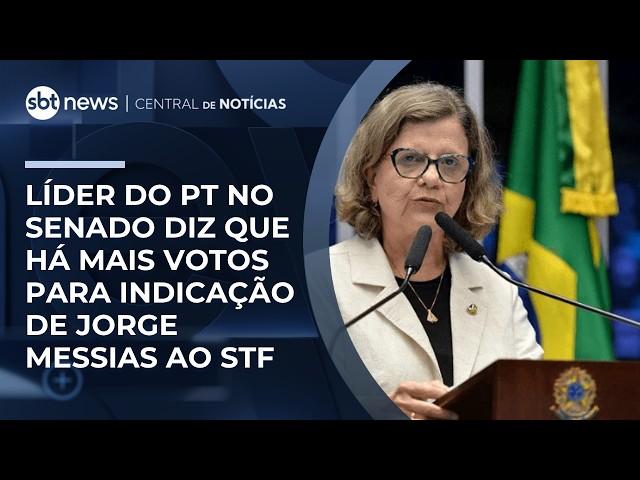 Líder do PT no senado diz que há mais votos para indicação de Jorge Messias ao STF | #RadarNews