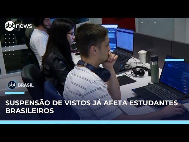 Tramitação de vistos para estudantes estrangeiros é barrada por Trump | SBT Brasil (28/05/25)