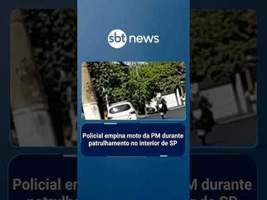 Policial empina moto da PM durante patrulhamento no interior de SP