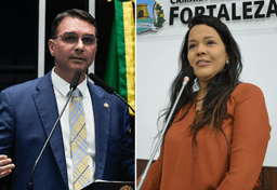 Imagem da notícia Flávio Bolsonaro cogita Priscila Costa como vice | Reprodução 