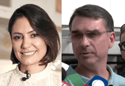 Imagem da notícia Michelle Bolsonaro, ex-primeira-dama, e Flávio Bolsonaro, senador | Reprodução SBT