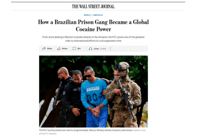 PCC é 'potência global da cocaína', diz jornal dos EUA