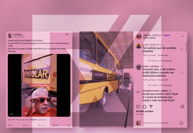 Ônibus escolar de programa federal custam R$ 421,9 mil, e não R$ 1,8 milhão, como alega vídeo viral