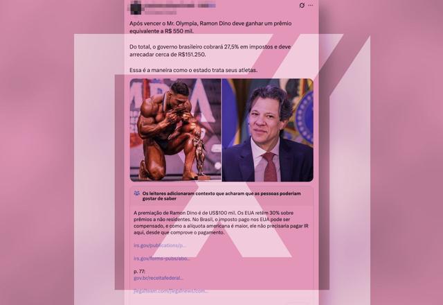 Imposto sobre prêmio de fisiculturista Ramon Dino é retido nos EUA e pode ser compensado no Brasil