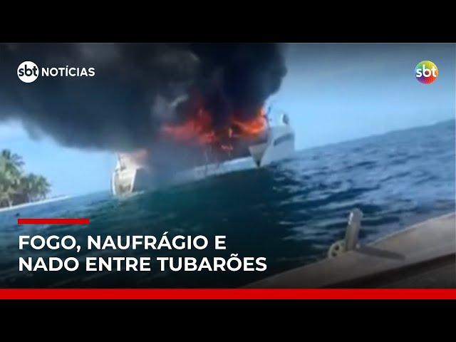 Turistas brasileiros sobrevivem a naufrágio após barco pegar fogo no Panamá | #SBTNotícias Turistas brasileiros sobrevivem a naufrágio após barco pegar fogo no Panamá | #SBTNotícias