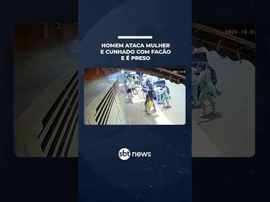 Homem ataca esposa e cunhado com facão; agressor é preso em flagrante | #SBTManhã