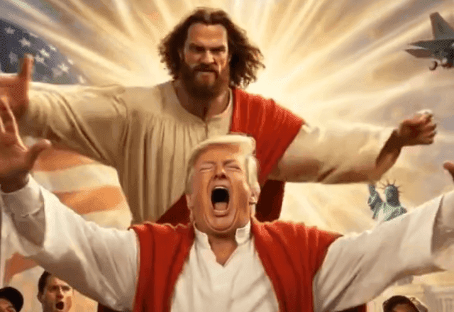 Embaixada do Irã publica vídeo de IA em que Jesus agride Trump com soco