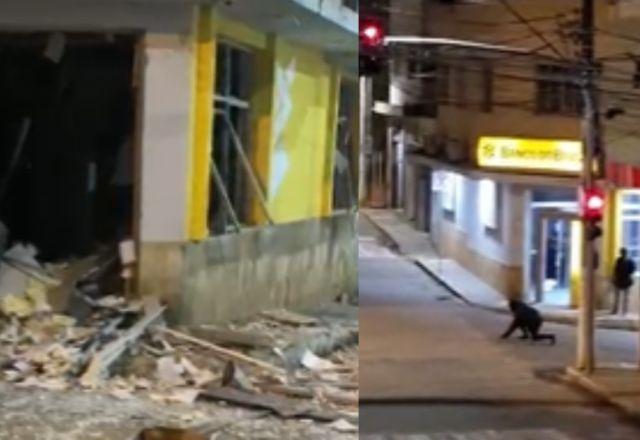 Vídeo: Criminosos explodem cofre de banco e fogem jogando pregos em MG; trêm são presos