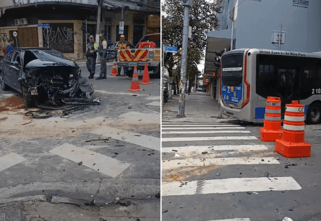 Acidente envolvendo Audi e ônibus deixa cinco feridos em Pinheiros, zona oeste de SP